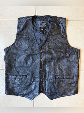 Italian Stone Design Genuine Leather Navarre Leather Company Black Vest Size XL